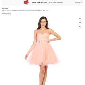 May Queen Juniors Womens Strapless Short Sweetheart Dress & Plus Size